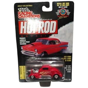 1997 Racing Champions Hot Rod Magazine #97E '34 Ford Coupe (Red w/ Flames)